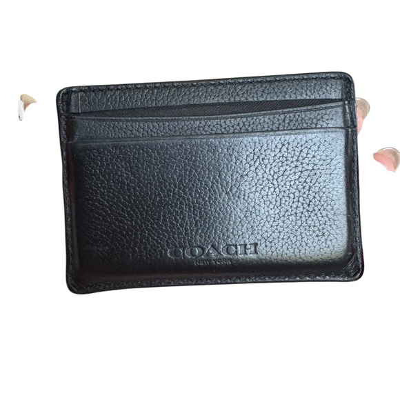Coach Black Leather Card Holder with Dust Bag - Picture 2 of 7